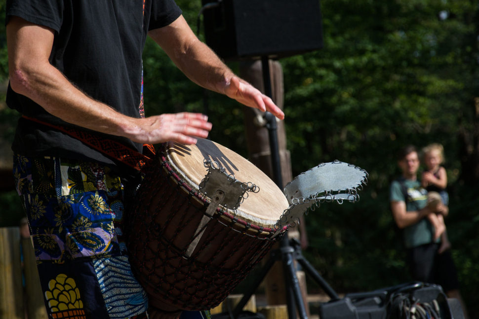 Bubnování na djembe.