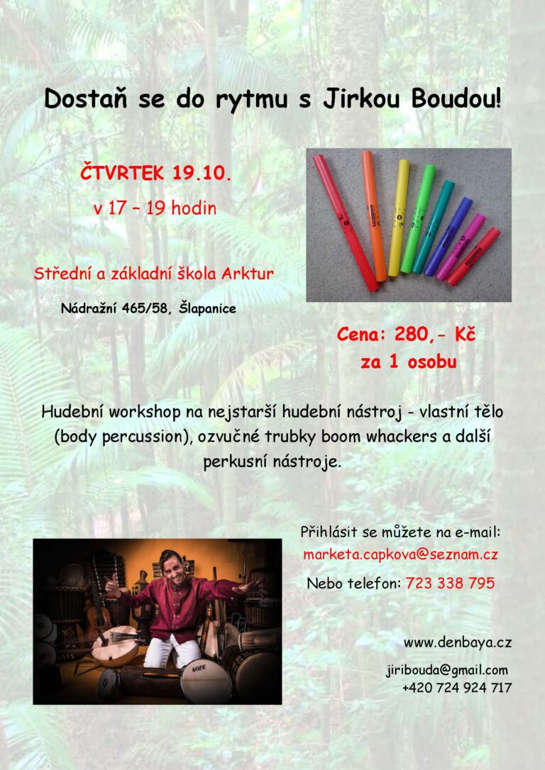 plakát na workshop rytmiky a bubnování v Brně